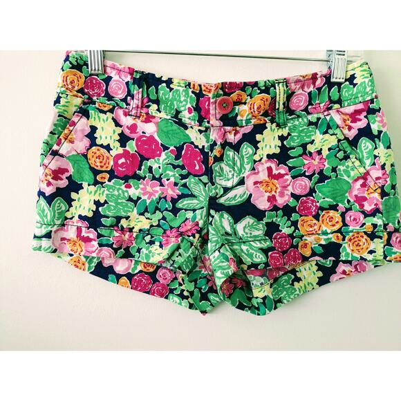 Lilly Pulitzer Sz 00 The Callahan Multi-Color Floral Shorts Vintage - Picture 2 of 5